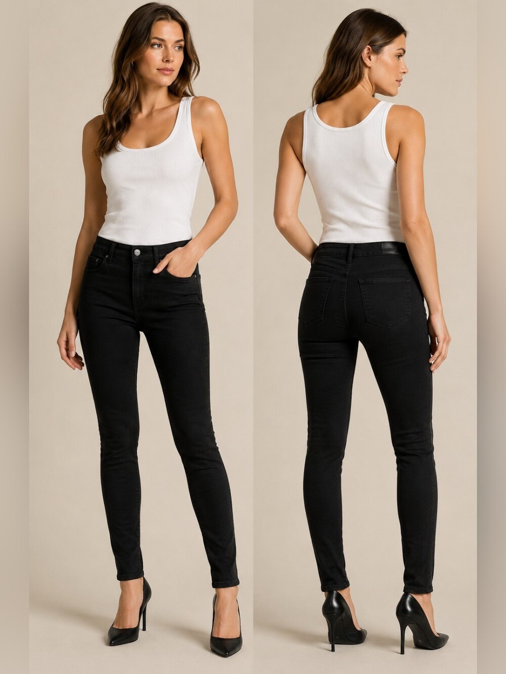 Mott & Bow Black Mid Rise Skinny Jeans W32 L28
